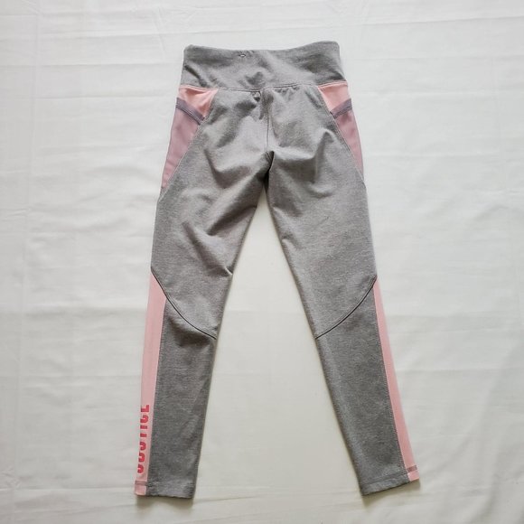 Justice Active Kids Yoga Pink Gray Color Mesh Block Leggings Size 8 - Picture 5 of 9
